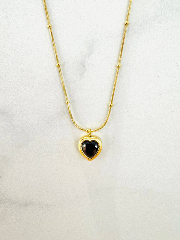 Herz-Halskette mit schwarzen Zirkonia 🖤✨