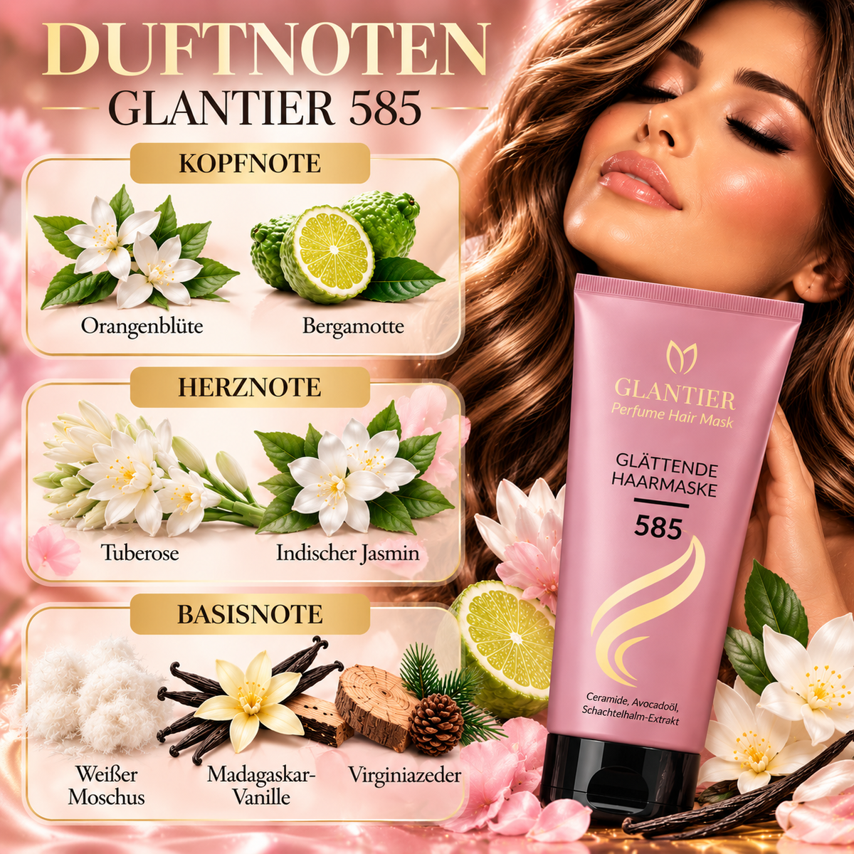 Glättende Haarmaske Glantier 585 – 200 ml