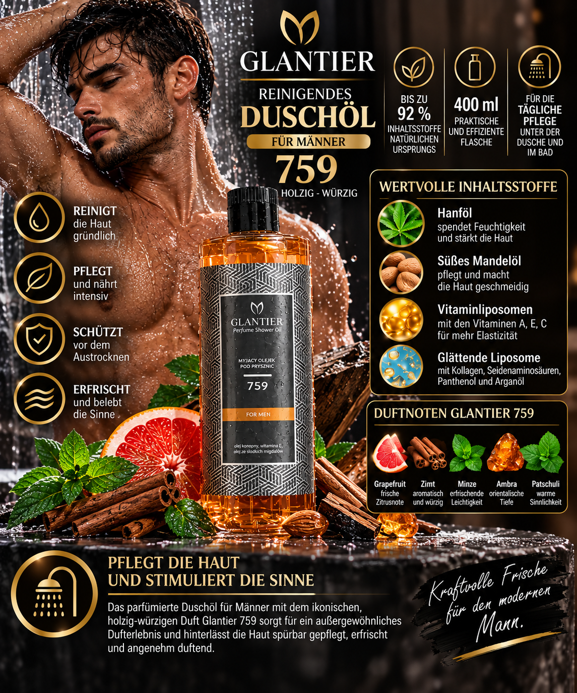 Reinigendes Duschöl für Herren 759 - 400 ml