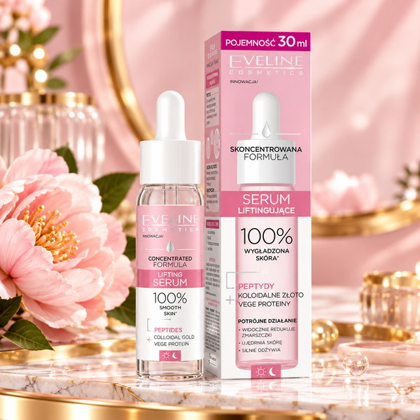 Eveline Cosmetics – Verjüngendes Anti-Falten-Serum mit Gold und Peptiden