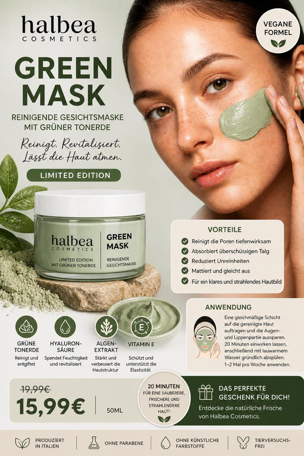 Reinigende Gesichtsmaske mit grüner Tonerde - Limited Edition - 50ml
