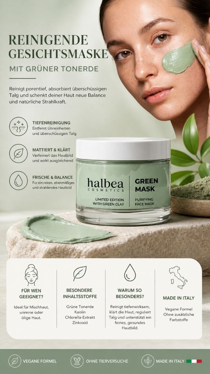 Reinigende Gesichtsmaske mit grüner Tonerde - Limited Edition - 50ml